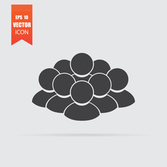 Peoples icon in flat style isolated on grey background.
