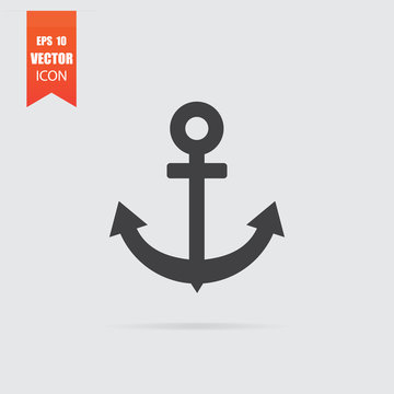 Anchor icon in flat style isolated on grey background.