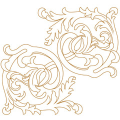 Golden vintage baroque ornament, corner. Retro pattern antique style acanthus. Decorative design element filigree calligraphy vector. - stock vector