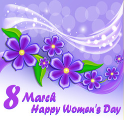 Illustration card Happy Women's Day with a flower