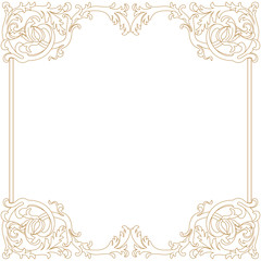 Golden vintage border frame engraving with retro ornament pattern in antique baroque style decorative design. Vector.