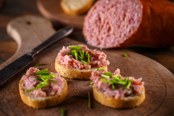 Savory smoked teewurst