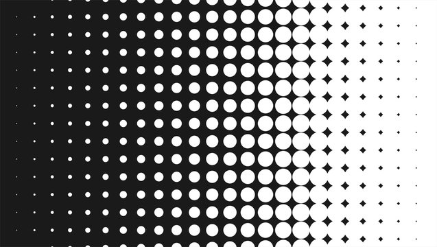 Halftone pattern background, round spot shapes, vintage or retro graphic with place for your text. Halftone digital effect.
