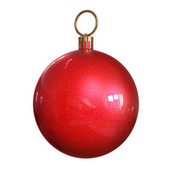 Red Christmas Ball isolated on white background.