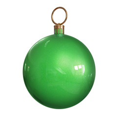 Green Christmas Ball isolated on white background.