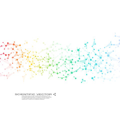 Fototapeta premium Molecule DNA and neurons vector. Molecular structure. Connected lines with dots. Genetic chemical compounds. Chemistry, medicine, science, technology concept. Geometric abstract background.