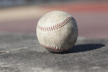 Close-up baseball on the infield