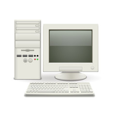 Fototapeta premium Old computer isolated on white vector