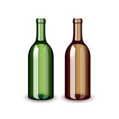 Two classic wine bottles isolated on white vector