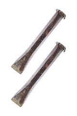 two used steel chisels isolated on white