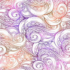 Vector vibrant colors tentacles seamless pattern