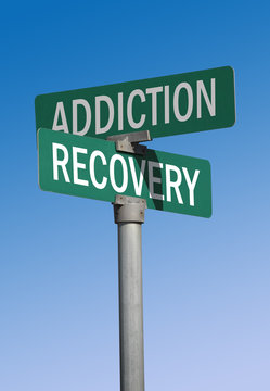 addiction and recovery street sign