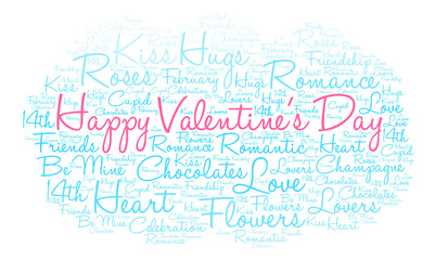 Fototapeta premium Happy Valentine's Day word cloud on a pink background. 