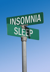 Fototapeta premium insomnia and sleep street sign
