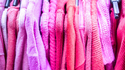 Clothing rack with different colorful clothes