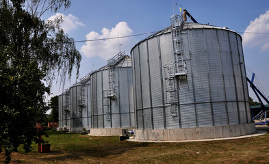 Fototapeta na wymiar Silos for storing grain 1000 tons each 