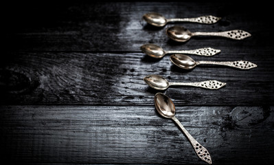 Cutlery on black background