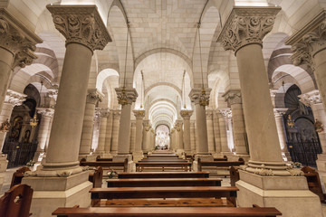 Fototapeta premium Interior of the crypt of the famous La Almudena Cathedral, Madrid, Spain.