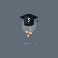 Scholarship grant money, education fee icon, payment cost