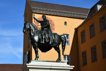 Naklejka premium Regensburg, Bavaria, Germany – Equestrian monument to King LUDWIG I.