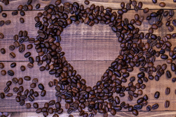 Coffee beans in heart shape