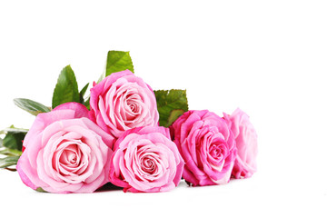 Bouquet of pink roses isolated on a white