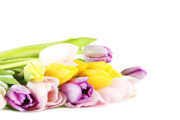 Fototapeta na wymiar Bouquet of tulips isolated on a white