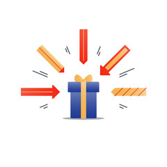 Congratulations gift box, perfect present, prize award icon
