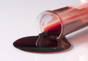 blood spilling from test tube