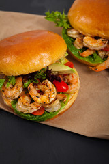 Shrimp Burgers. Selective focus.