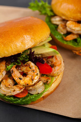 Shrimp Burgers. Selective focus.