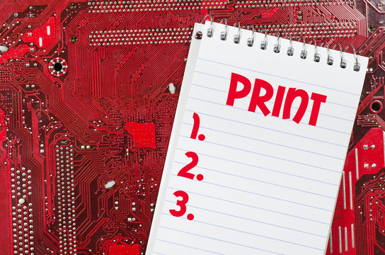 Print text concept over computer background