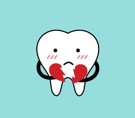 Vector of tooth with heartbrake