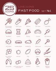 Line icons with fast food set №1 © ductru