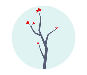 Tree with Hearts Illustration