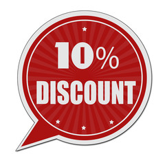 10% discount red speech bubble label or sign