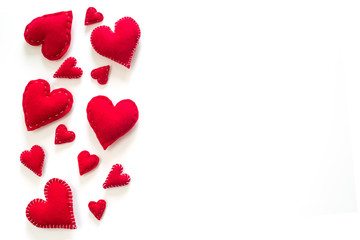 red hearts on a white background
