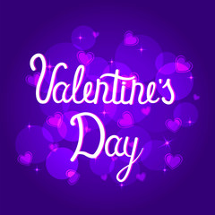 Vector a banner for Valentine's Day with hearts on a violet background