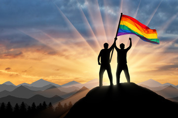 Silhouette of a gay couple