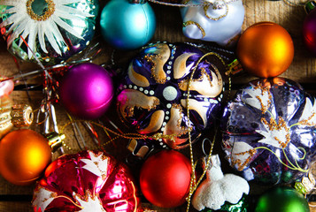 Christmas decorations on a wooden table 2
