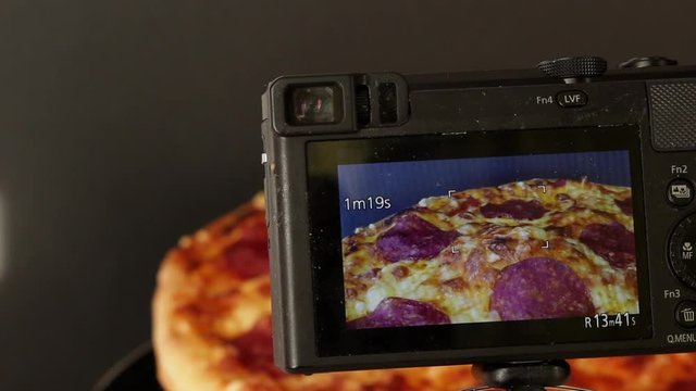 making, filming food, pizza footage, blog, behind camera, cameraman pov