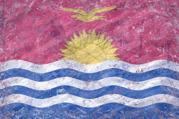 Vintage Kiribati flag background  on venetian plaster