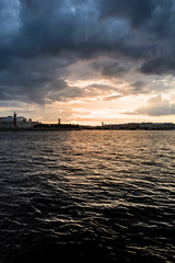Fototapeta na wymiar Colorful sunset over Peter and Paul Cathedral, St. Petersburg, R