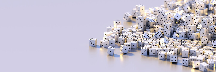 Infinite dices background, 3d rendering