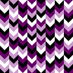 Chevron pattern seamless vector arrows geometric design in mixed order colorful black white purple lilac