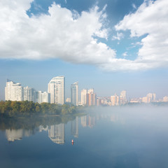 Fototapeta premium Obolon district skyline in Kyiv, Ukraine.