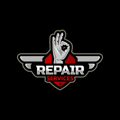 Repair service logo icon emblem vector.