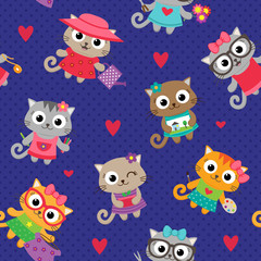 Cat girls with different hobbies