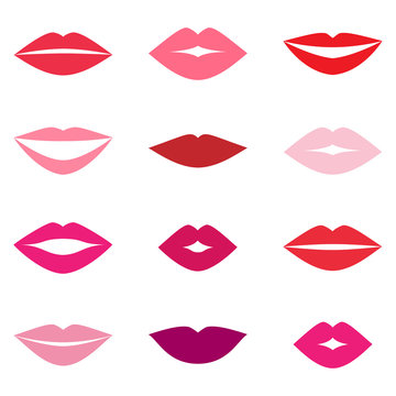 Different women's lips vector set