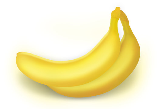 Banana. Two ripe bananas isolated on white background with path.